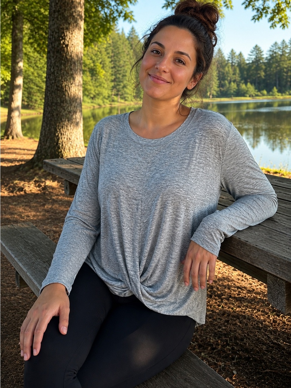 Old Navy Active | Breathe ON | Gray 🩶 | XXL | Twist Front | Long Sleeve Top